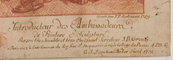 BERNHARD NEHER, BEIM LESEN DER BIBEL, Rötel/Notenpapier, hinter Glas, um 1760. - Foto 5