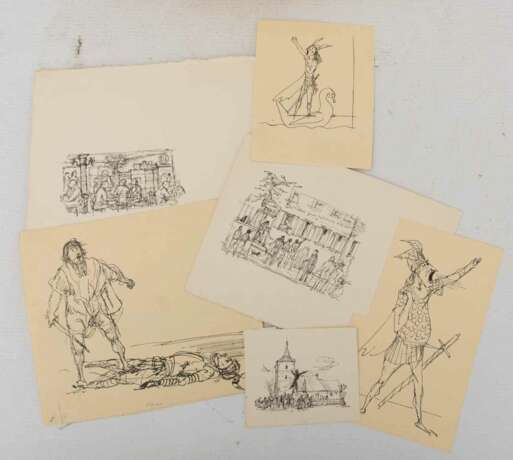 KONV. HANS FISCHER, Miniatur Zeichnungen, Tusche/Papier, Deutschland/Schweiz, 20. Jahrhundert - photo 6