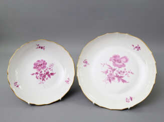 MEISSEN 2 Schalen 'Purpur Blume', 20. Jahrhundert