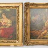 ENNANUEL DE KERVERSEAU, Zwei Darstellungen von Liebespaaren, Öl/ Platte, 19./20. Jahrhundert - Foto 1