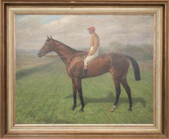 KARL VOLKERS, Rennpferd mit Jockey, Öl auf Leinwand, Deutschland, 1943. - Foto 1