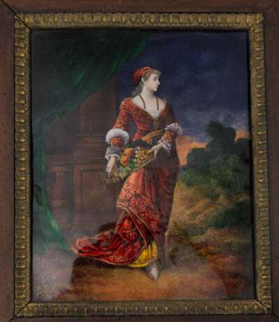 JULES SARLANDIE, Frauenportrait, Öl/Kupfer, Limoges, 20. Jahrhundert - photo 2
