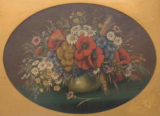 NIKOLAI KATCHINSKI, Zwei Ovale Blumenstilleben, Öl/Karton, 20. Jahrhundert - photo 2