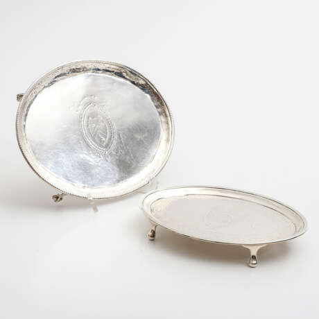 LONDON 2 Untersetzer (salver), 925 Silber, 18. Jahrhundert - photo 1