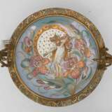 LIMOGES FRANCE, Goldstaffierter Porzellan-Zierteller in Messingfassung, Frankreich, 19. Jahrhundert - фото 1
