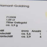 GOLDRING MIT BRILLANT, 750er Gelbgold. - photo 5
