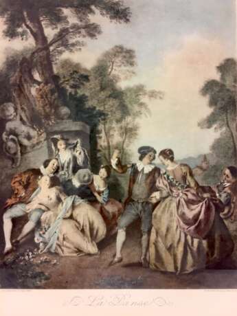 Jean-Baptiste-Joseph Pater: "La Dance", Kolorierte Ätzradierung als Handpressen-Kupfertiefdruck, im Rahmen hinter Glas. - фото 1