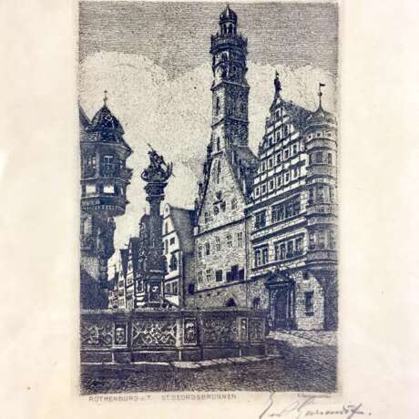 Ernst Geissendörfer: Original-Radierung "Rothenburg o.T. St. Georgsbrunnen" - фото 1