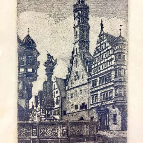 Ernst Geissendörfer: Original-Radierung "Rothenburg o.T. St. Georgsbrunnen" - фото 2