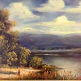 Ludwig TreichLänge: Landschaftsansicht / Gewitterstimmung am See, Öl auf Kupfer im Stuckrahmen, 20. Jahrhundert, sehr gut. - Foto 1
