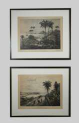 Unterhalb der Darstellung mit dem lithografierten Titel - 1. Praia de Copocabana, und den Künstler- und Verlagsangaben - Villeneuve del: fig: par V.Adam