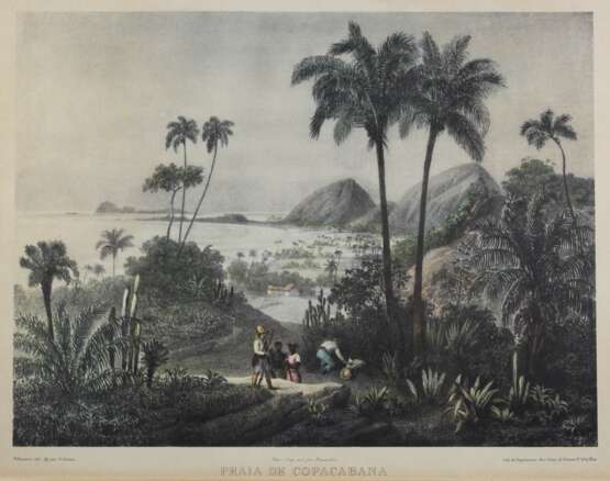 Unterhalb der Darstellung mit dem lithografierten Titel - 1. Praia de Copocabana, und den Künstler- und Verlagsangaben - Villeneuve del: fig: par V.Adam - Foto 3