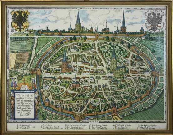 Historische Karte Ansicht Reichsstadt Dortmund um 1610, Detmar Mulher (1567 - ca.1620) - Foto 1