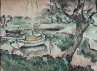 Eduard Bargheer (1901 x 1979) Flusslandschaft mit Boot,1927