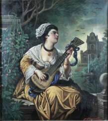 Österreichischer Künstler 2. Hälfte 19 Jahrhundert, Porträt einer musizierenden Dame