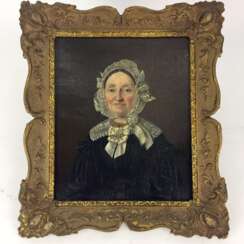 Unbekannter Künstler: Portrait der Landrätin Daleke, als Geschenk ihrem Sohn, im 73. Lebensjahr, 1845, sehr gut.