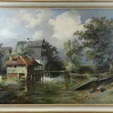 Paul Köster, (Bremen 1855 - 1931 Düsseldorf) Dorflandschaft mit Wassermühle - photo 2