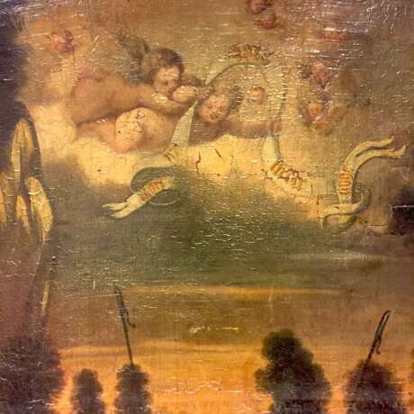 Unbekannter Künstler: Verkündigung an die Hirten auf dem Felde nach Lukas 2, Öl auf Leinwand, Ovalbild, Barock um 1650!! - Foto 5