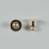 Paar Perlenstecker für Kragen, Gold 575 - Foto 1