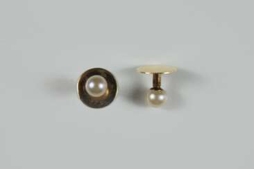 Paar Perlenstecker für Kragen, Gold 575