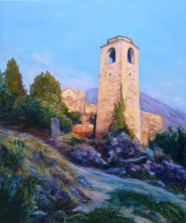 “Tower at the Old Bar. Tower Old Bar Montenegro” Cardboard Oil paint Impressionist Landscape painting 2019 - photo 1