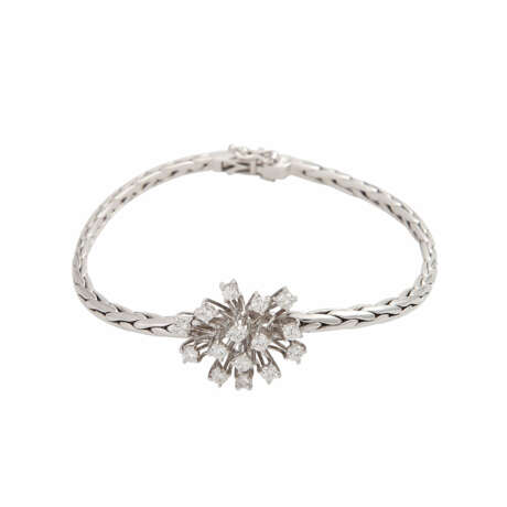 Armband mit brillantbesetztem Mittelteil, 15 Brilliant zusammen ca. 0,6 ct, - photo 1