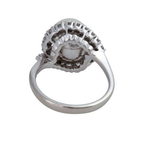 Ring mit Perle und Brillanten zusammen ca. 0,9 ct, - Foto 4