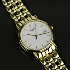 Herrenarmband-Uhr, Tissot / Schweiz, Gelb-Gold 750 / 18 Karat, neuwertig, wohl ungetragen.