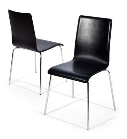 Zwei Stühle,Schwarzer Leder- - photo 1