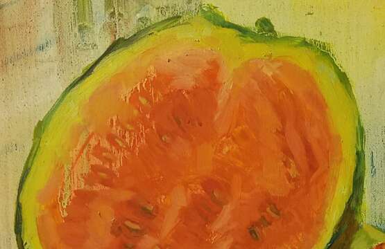„Wassermelone Scheiben“ Leinwand Ölfarbe Expressionismus Stillleben 2018 - Foto 2