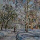 “In the winter sometimes” Canvas Oil paint Impressionist Landscape painting 2011 - photo 1