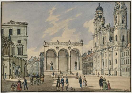 München - Der Odeonsplatz mit der Feldherrnhalle , Kraus, Gustav 1804 Passau - 1852 München - фото 1