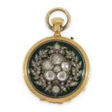 Taschenuhr: einzigartige und sehr kostbare Gold/Emaille-Savonnette, mit Diamantbesatz, gefertigt für das osmanische Reich, ca. 1870 - Foto 1