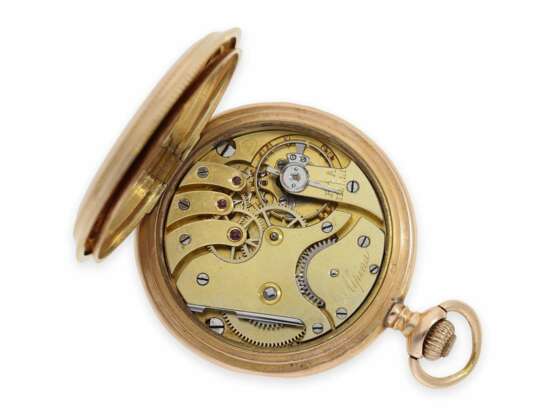 Taschenuhr: seltene, rotgoldene Präzisionstaschenuhr in der Damengröße, Savonnette Alpina Union Horlogere, ca.1900 - Foto 2