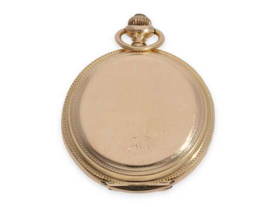 Taschenuhr: seltene, rotgoldene Präzisionstaschenuhr in der Damengröße, Savonnette Alpina Union Horlogere, ca.1900 - Foto 5