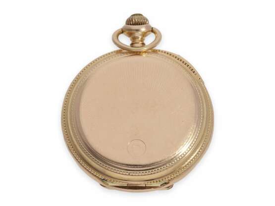 Taschenuhr: seltene, rotgoldene Präzisionstaschenuhr in der Damengröße, Savonnette Alpina Union Horlogere, ca.1900 - photo 6