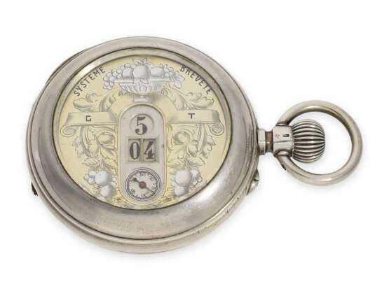 Taschenuhr: seltene digitale Taschenuhr mit springender Stunde und springender Minute, Marke Revue, um 1900 - photo 1