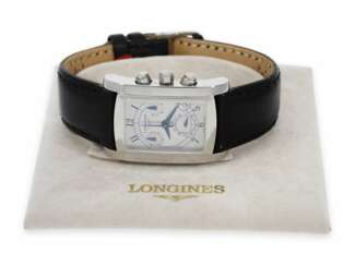 Armbanduhr: eleganter Stahl Chronograph, Longines "Dolce Vita", Ref. L5. 656.4, mit Originalbox