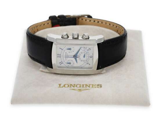 Armbanduhr: eleganter Stahl Chronograph, Longines "Dolce Vita", Ref. L5. 656.4, mit Originalbox - photo 1