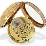 Taschenuhr: besonders prächtige 20K Gold 4-Farben Spindeluhr mit Repetition und Steinbesatz, Dufalga Geneve, ca.1770 - фото 4