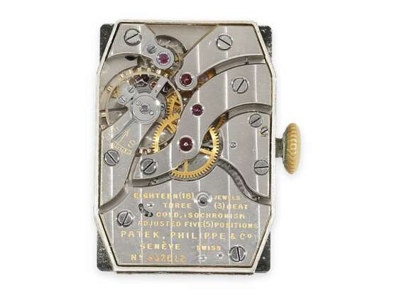 Armbanduhr: außerordentlich seltene, große Art déco Herrenuhr von Patek Philippe mit schwarzem Zifferblatt, No. 832612, ca.1935 - Foto 2
