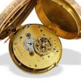 Taschenuhr: Rarität, einziger uns bekannter Figurenautomat Jacquemart mit koaxial übereinanderliegender Anordnung von Glocke und Zifferblatt, Schweiz für den englischen Markt, um 1800 - photo 3
