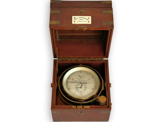 Marinechronometer: bedeutendes Marinechronometer mit Zentralsekunde und zusätzlichem sehr seltenen elektrischen Minutenimpuls, Paul Ditisheim "Central Seconds Marine Chronometer Mo.1011", ca.1920 - photo 3