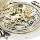 Armbanduhr: sehr seltener, ganz früher, außergewöhnlich großer Kronendrücker-Chronograph mit Register und Emaillezifferblatt, signiert Henry Blanc Geneve, vermutlich um 1925 - Foto 5