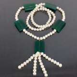 Sehenswerte Perlenkette mit feinen Jade-Applikationen - Foto 2