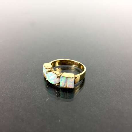 Ausgefallener Damenring: Gold 585, üppig mit Opal besetzt, ca. 5 Karat Opal, sehr gut! - photo 2