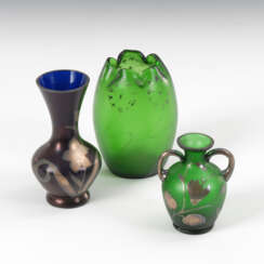 3 Vasen mit Silberbemalung, CARL GOLDBERG