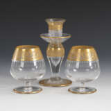 Leuchter und 2 Cognac-Gläser "Thistle Gold", ST LOUIS - Foto 1
