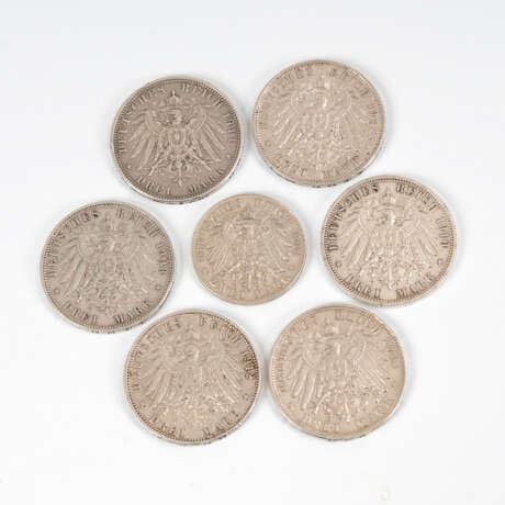 7 Münzen Bayern, Sachsen, Württemberg - photo 2