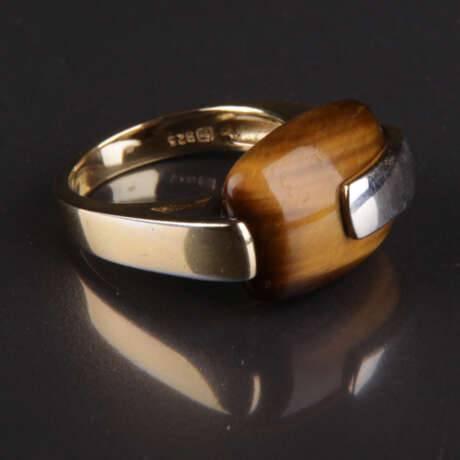 Designer-Ring, Silber mit großem Tigerauge - Foto 1